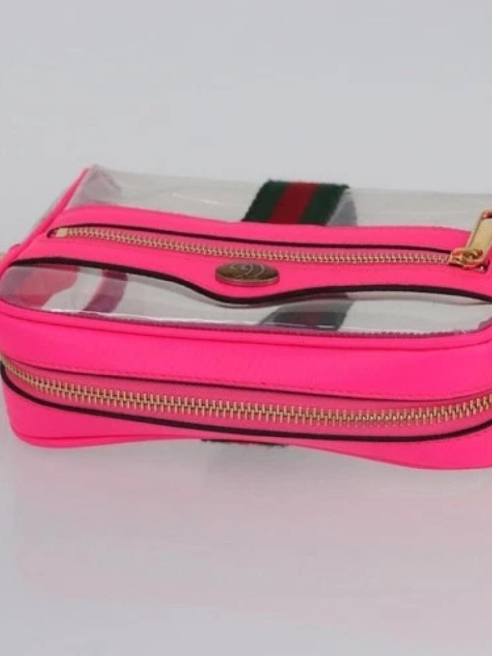 GUCCI Web Sherry Line Shoulder Bag Vinyl Clear Pink 517350 Auth YKZ583A - Picture 6 of 16